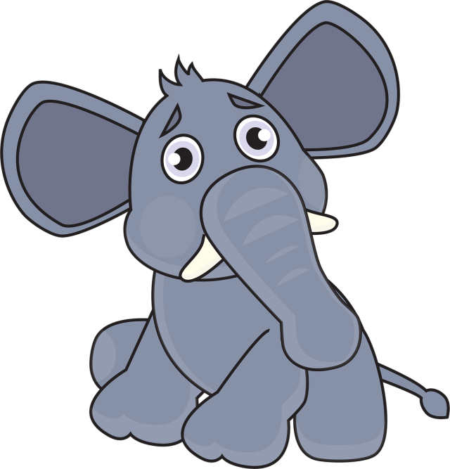 image of a gray cartoon elephant