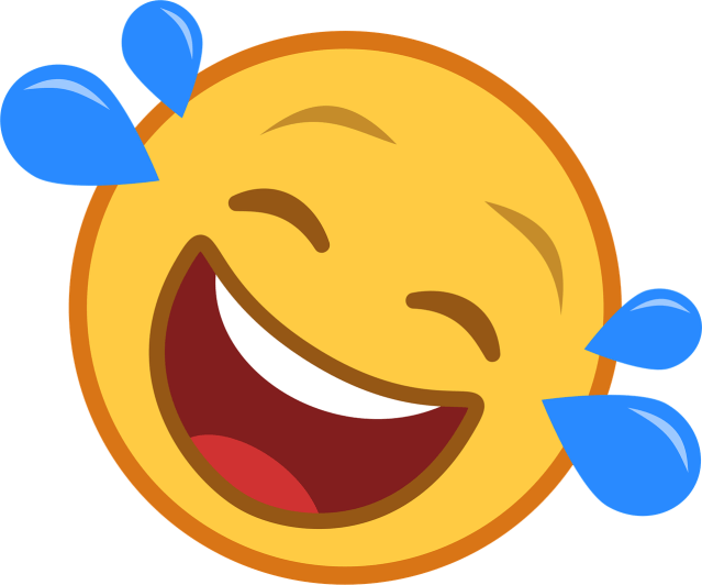 A big yellow emoji face that is laughing with tears
