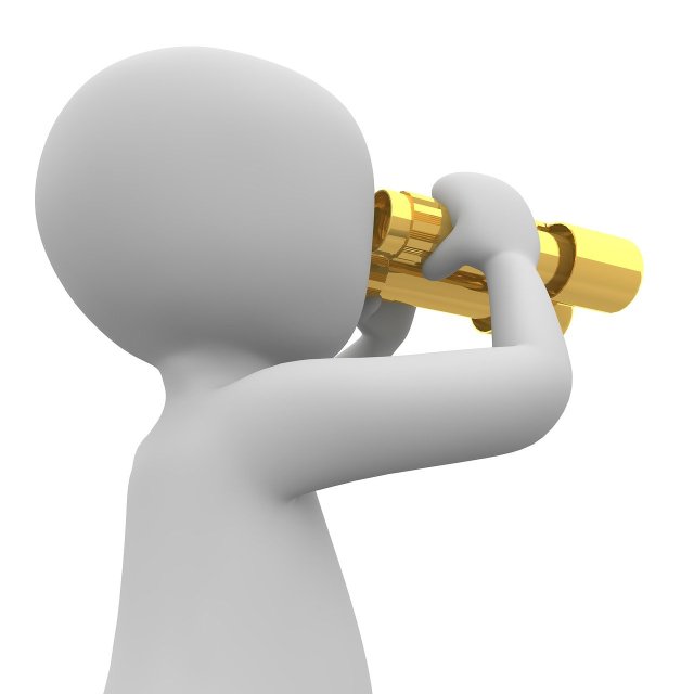 art that represents a human looking through binoculars