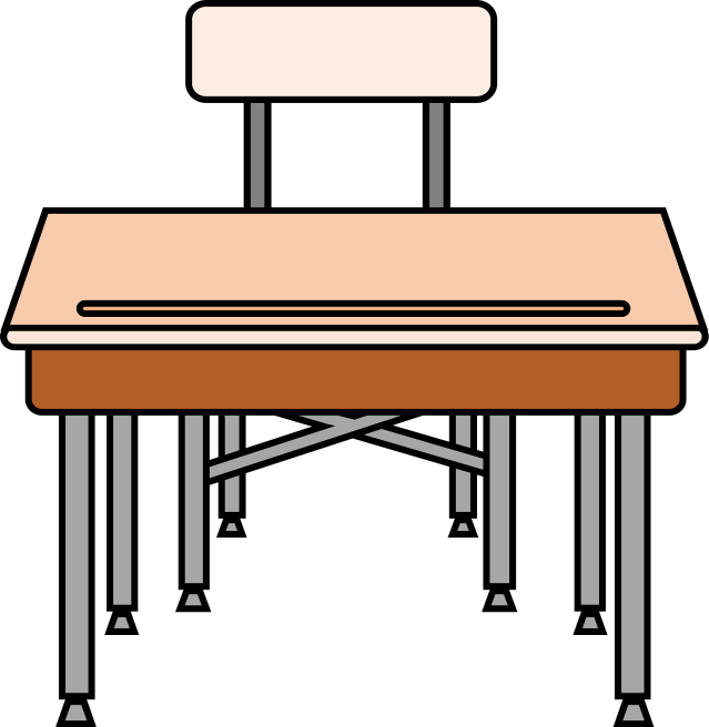 simple artwork depicting a children's school desk