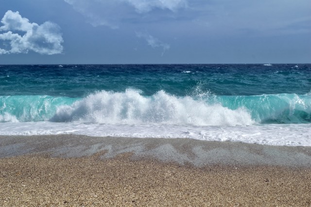 waves crashing on a shore